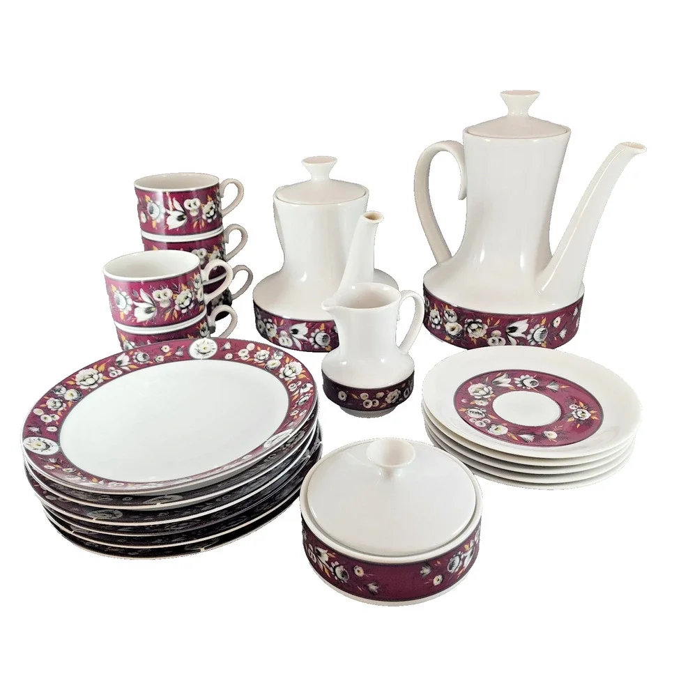Winterling Tea Coffee Dessert Set 20 Pieces Red Floral Number 35